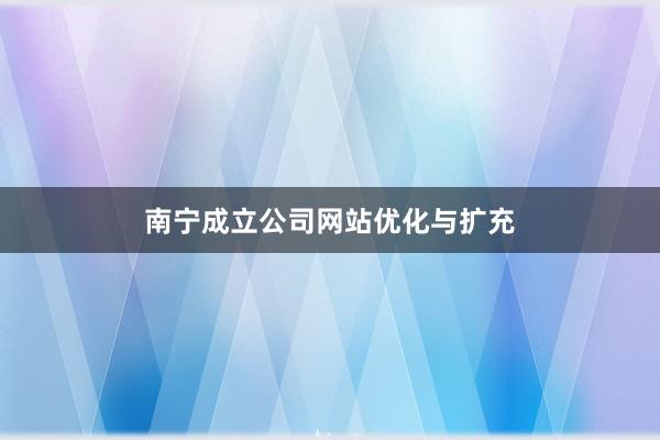 南宁成立公司网站优化与扩充
